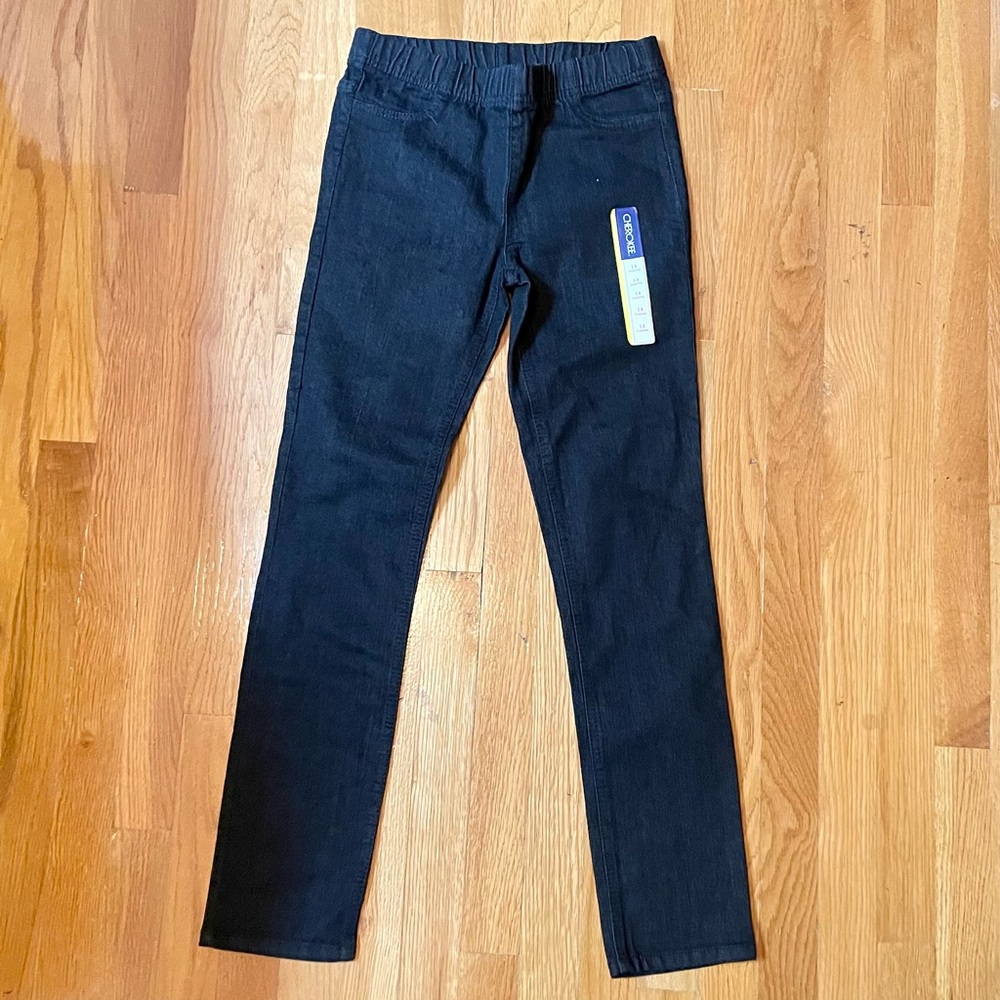 Black denim stretch waste jegging size 14